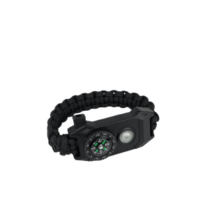 Pusulalı Işıklı Paracord Bileklik Siyah