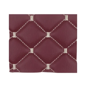 Taba İplikli Kapitone Dikişli Bordo Döşemelik Suni Deri