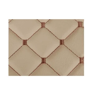 Taba İplikli Kapitone Dikişli Krem Döşemelik Suni Deri -