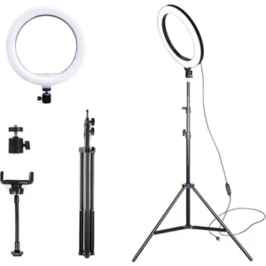 LED Tripod Işıklı Adaptörlü Telefon Tutucu Makyaj Selfie Işığı Ring Light & Kuaför Çekim Işığı 2.1metre