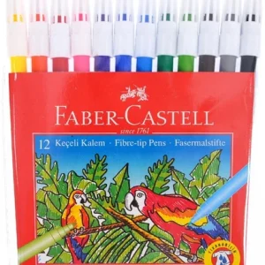 Faber-Castell Keçeli Kalem 12 Renk, Parlak Renkler, Su Bazlı Yıkanabilir Mürekkep, Çocuklar İçin Güvenli