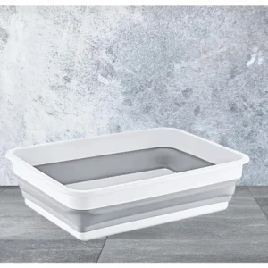 Çok Amaçlı Katlanır Badya Pedikür Leğen Kova Akordiyon Katlanabilir Dikdörtgen 8 Lt Beyaz/gri