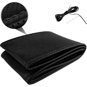 Deri Direksiyon Kılıfı Dikmeli Delikli Model - Siyah