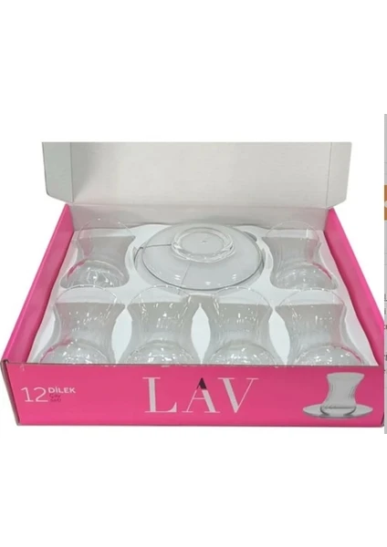 Lav Dilek 12'li Çay Seti - 6 Çay Bardağı + 6 Çay Tabağı