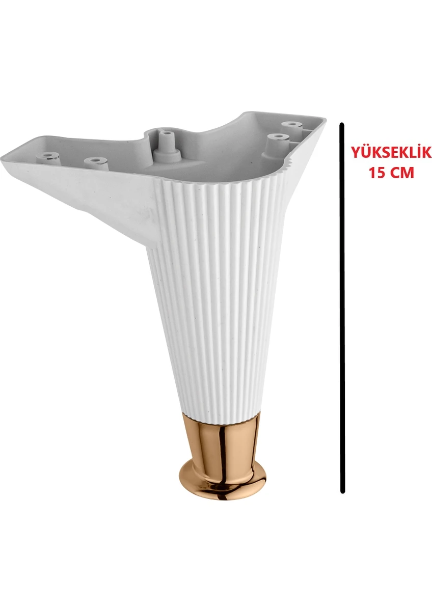 Lüx Sehpa - Koltuk -Mobilya Ayağı - Beyaz-Altın - 15 Cm - 1 Adet