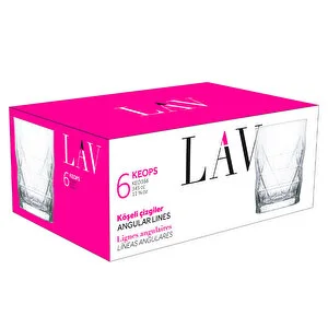 Lav Keops 6'lı Desenli Şeffaf Cam Meşrubat Bardağı Takımı 460 ml