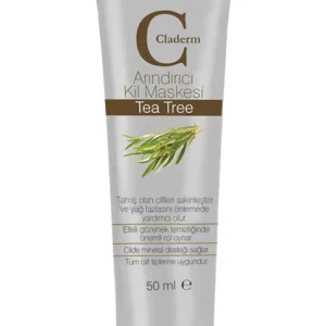 Claderm Çay Ağacı Özlü Kil Maskesi - Tüm Cilt Tiplerine Uygun, Nemlendirici ve Arındırıcı Etki, 50 ml