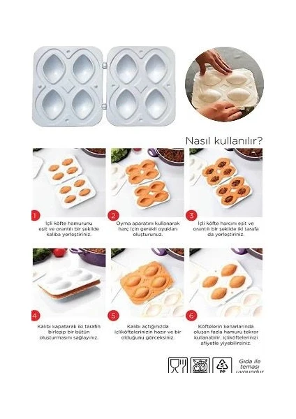 Pratik Içli Köfte Kalıbı 4 Bölmeli Içli Köfte Kalıbı - Bas-Çıkar