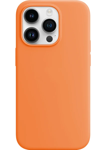 iPhone 14 Pro Max Rubber Fit Kılıf Light Orange - Açık Turuncu