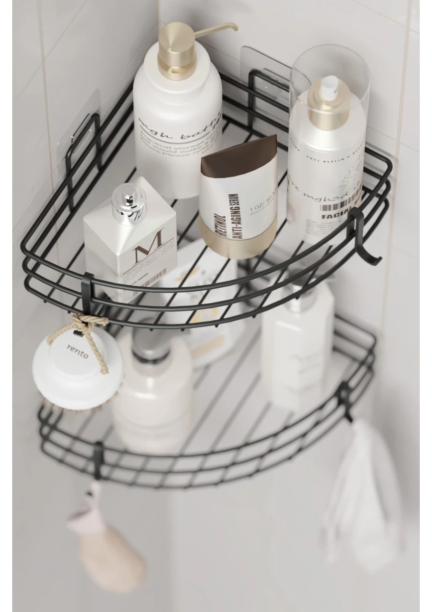 2'li Set Banyo Köşeliği Köşe Rafı Duş Şampuanlık