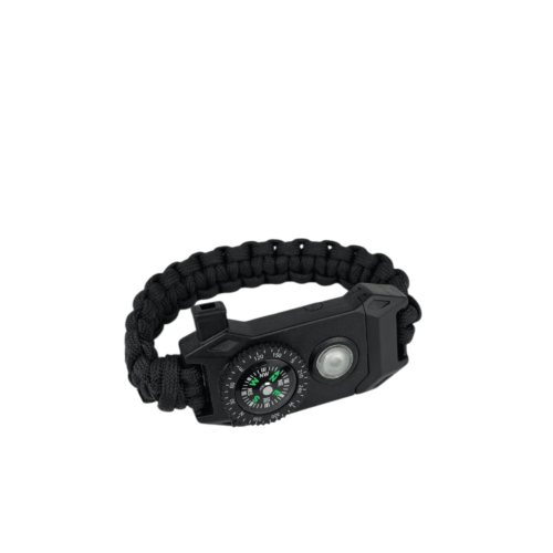 Pusulalı Işıklı Paracord Bileklik Siyah