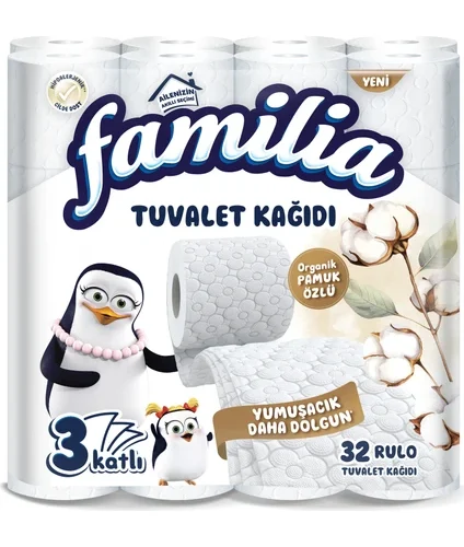 Familia Plus 32 Rulo 3 Katlı Beyaz Tuvalet Kağıdı - %100 Saf Selüloz - PazarAfyon
