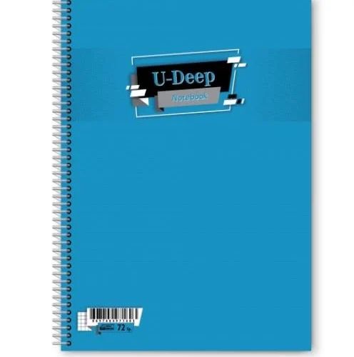 A-4 U-DEEP SPİRALLİ PP KAPAK 72 YAPRAK DÜZ DEFTER -