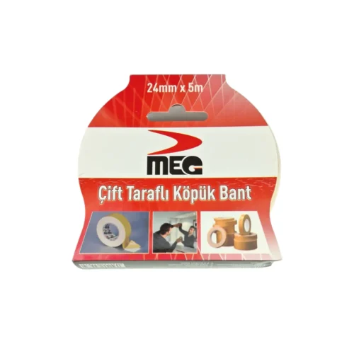 Çift Taraflı Köpük Bant 24mm x 5m'dir.