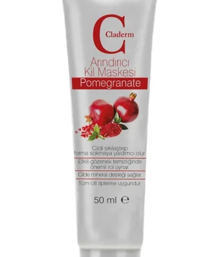 Claderm Nar Özlü Kil Yüz Maskesi 50 ml Tüm Cilt Tipleri için Arındırıcı Siyah Nokta ve Sivilce Karşıtı
