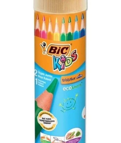 Bic Kids Evolution Triangle Üçgen Jumbo Boya Kalemi 12+1 Renk Metal Tüp