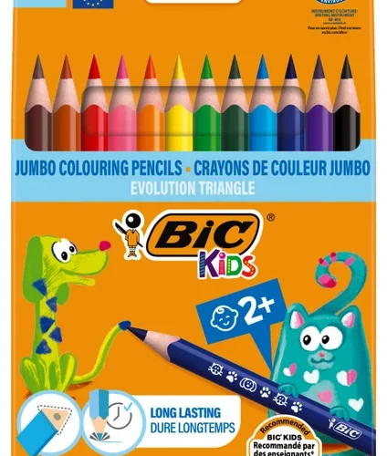 Bic Evolution Üçgen Jumbo Boya Kalemi 12 Renk -
