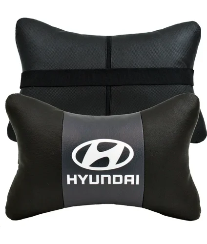 Hyundai 2'li Lüx Ortopedik Oto Boyun Yastığı (Dijital Deri Baskı)