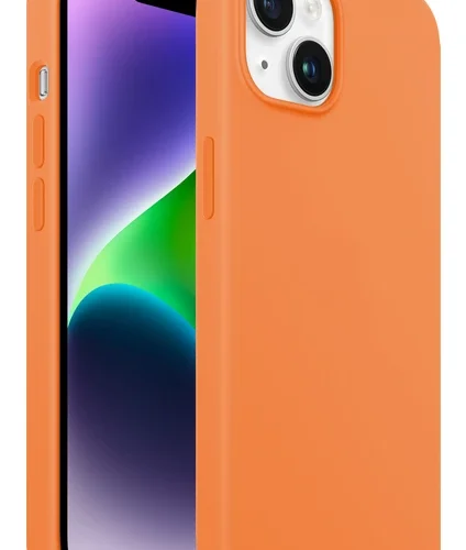 iPhone 14 Plus Rubber Fit Kılıf Light Orange - Turuncu