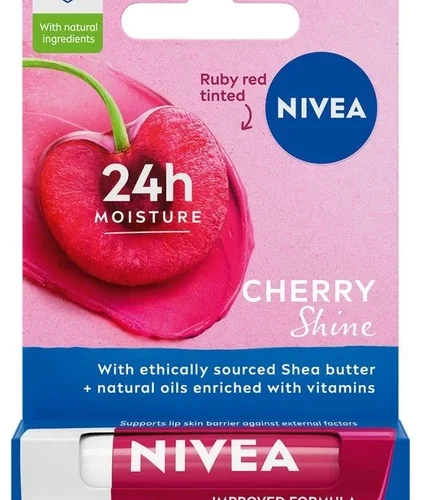 Nivea Dudak Bakım Kremi ve Parlatıcısı Kiraz, 24 Saat Nem - 4,8 gr