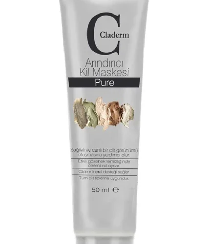 Claderm Kil Yüz Maskesi 50 ml Mineral Zengin Doğal İçerikli Siyah Nokta Sivilce Karşıtı Tüm Ciltler