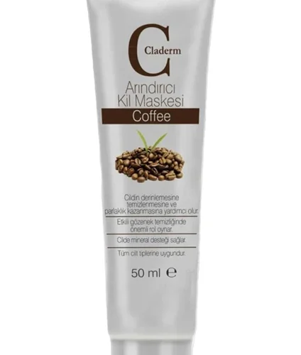 Claderm Kahve Özlü Kil Yüz Maskesi 50 ml Peeling Etkili Nemlendirici Sivilce Karşıtı Tüm Ciltler