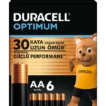 Duracell Optimum AA Pil (6’lı paket), Alkalin Pil 1,5V, LR6 MX1500