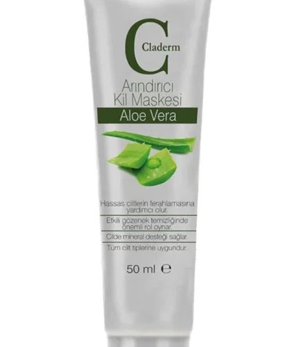 Claderm Aloe Vera Krem Kil Yüz Maskesi 50 ml Tüm Cilt Tipleri İçin Siyah Nokta ve Sivilce Karşıtı