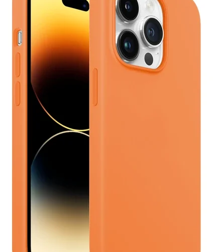iPhone 14 Pro Rubber Fit Kılıf Light Orange - Turuncu